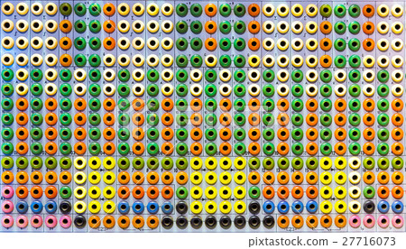 Retro panel with many colorful jacks Retro panel with many colorful jacks 27716073