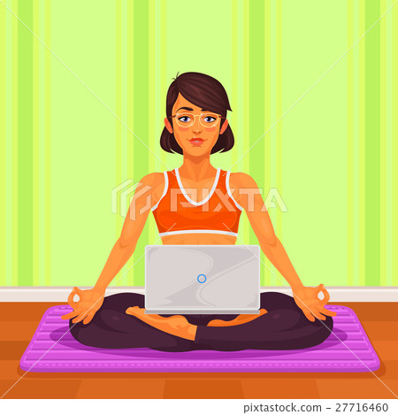 illustration of a girl yoga in the lotus position 27716460