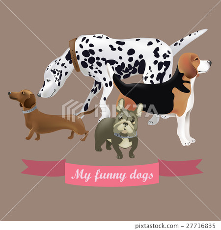 Vector set of funny cartoon dogs - Stock Illustration [27716835] - PIXTA