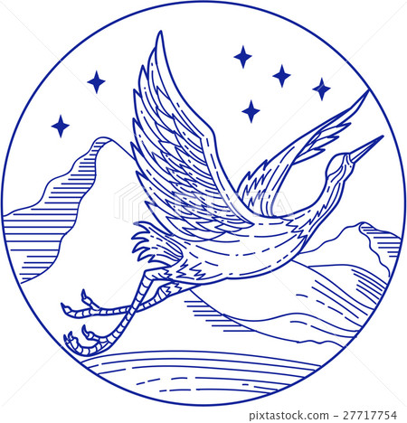 Great Blue Heron Flying Circle Mono Line Great Blue Heron Flying Circle Mono Line 27717754