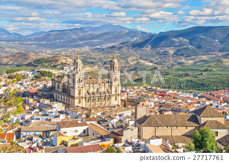 Aerial cityscape of Jaen with cathedral Aerial cityscape of Jaen with cathedral 27717761