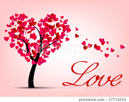 Valentines card with heart tree Valentines card with heart tree 27718858