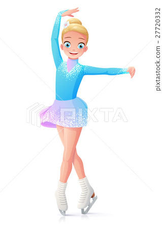 Vector cute smiling young girl figure skating on Vector cute smiling young girl figure skating on 27720332