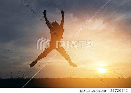 Silhouette woman lifestyle relax at sunset 27720542