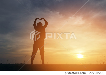 Silhouette woman lifestyle relax at sunset 27720543