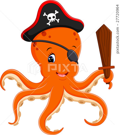 illustration of Cartoon pirate octopus 27720964