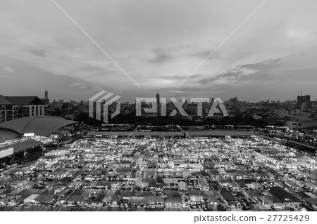 Black and White, aerial view city night market Black and White, aerial view city night market 27725429