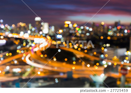 Blurred bokeh light city downtown interchanged Blurred bokeh light city downtown interchanged 27725459