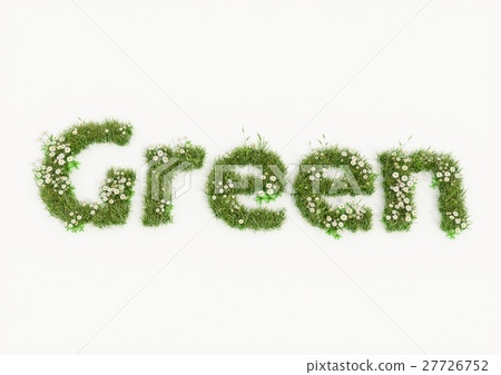 Green word typed by flowers and grass 27726752