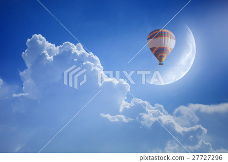 Colorful hot air balloon in blue sky Colorful hot air balloon in blue sky 27727296