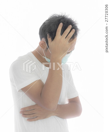 Asian man with a headache on white background. 27728306