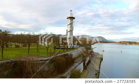 Danubian Lighthouse on riverbank of Danube river Danubian Lighthouse on riverbank of Danube river 27728385