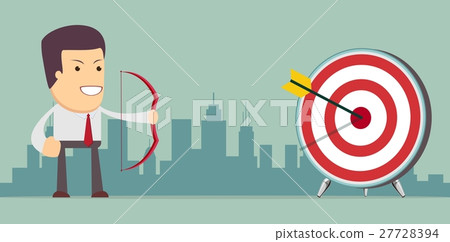 Businessman aiming target. Businessman aiming target. 27728394