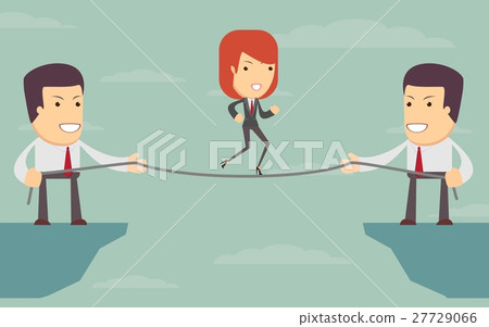 Vector woman over an abyss. people help each other Vector woman over an abyss. people help each other 27729066