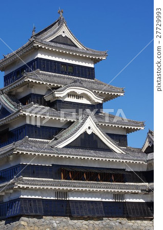 信州松本國寶松本城堡城堡寺西南南翼垂直戰國現有建築時代12其中一座寺廟松本旅遊中心 照片素材 圖片 圖庫