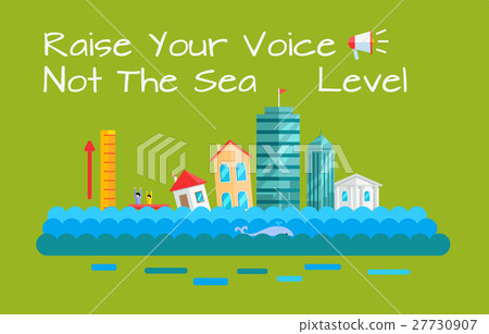 Warming and Sea Level Increase Vector Concept. Warming and Sea Level Increase Vector Concept. 27730907