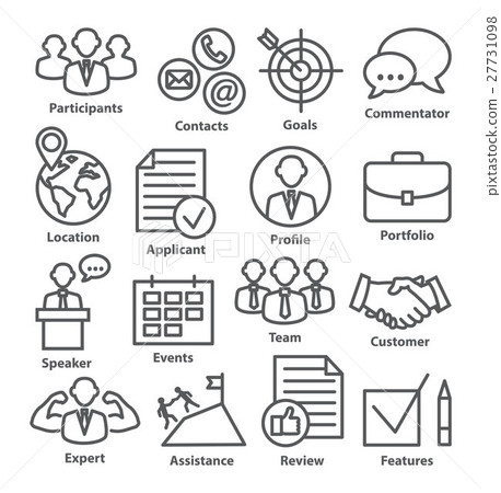Business management icons in line style. Pack 25. 27731098