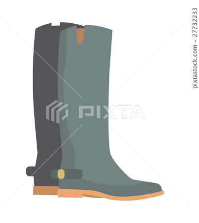 Winter Boots Isolated on White. Grey Rubber Shoes 27732233