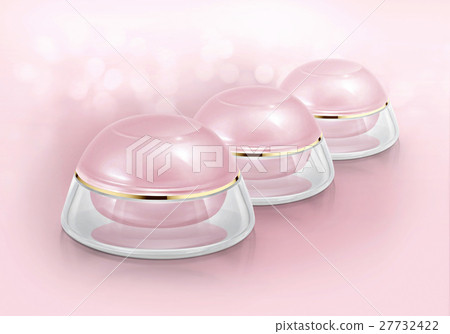 Pink dome cosmetic jar on glitter background 27732422