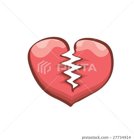 vector cartoon style red broken heart vector cartoon style red broken heart 27734914