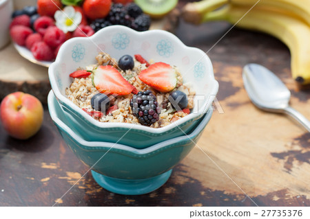 Paleo style breakfast served in the garden 27735376