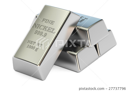 nickel ingots closeup, 3D rendering nickel ingots closeup, 3D rendering 27737796