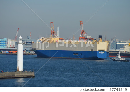 Yokohama Port, a car carrier that is entering the harbor Yokohama Port, a car carrier that is entering the harbor 27741249