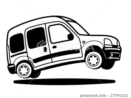 Wagon car jumping black and white 27745222