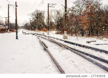 railway receding into the distance in the winter railway receding into the distance in the winter 27745658