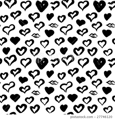 Hearts Hand Drawn Seamless Pattern - Stock Illustration [27746120] - PIXTA