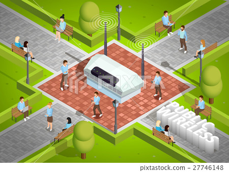 Public Wireless Technology Outdoor Isometric 27746148
