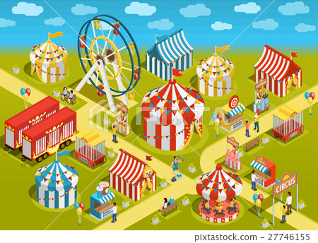 Amusement Park Circus Attractions Isometric 27746155