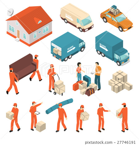 Moving Company Service Isometric Icons Set Moving Company Service Isometric Icons Set 27746191