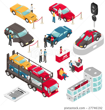 Auto Dealer Showroom Isometric Vector Illustration 27746192