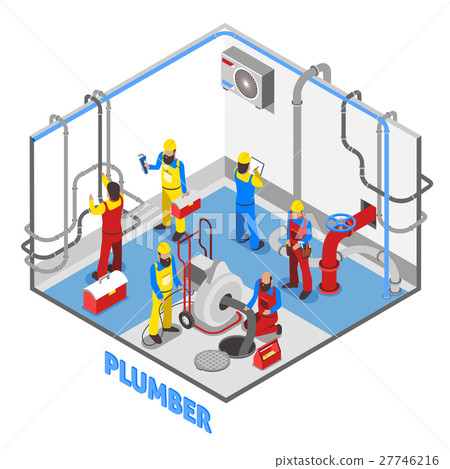 Plumber Isometric People Composition 27746216