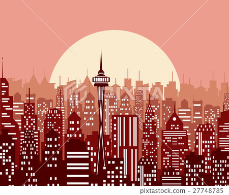 Evening cityscape vector illustration. Evening cityscape vector illustration. 27748785