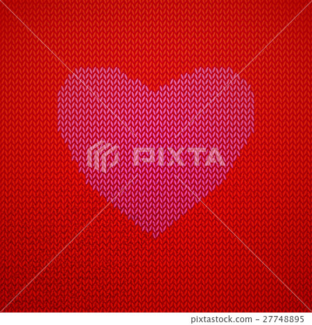 Red Knitted pattern with heart - Stock Illustration [27748895] - PIXTA