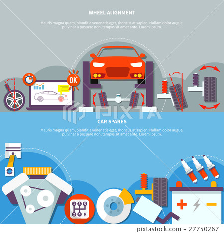 Wheel Alignment And Car Spares Horizontal Banner 27750267