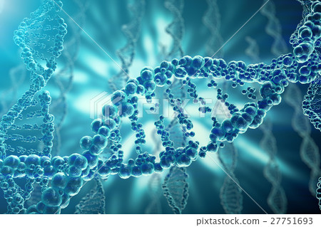 Concept of biochemistry with dna structure on blue Concept of biochemistry with dna structure on blue 27751693