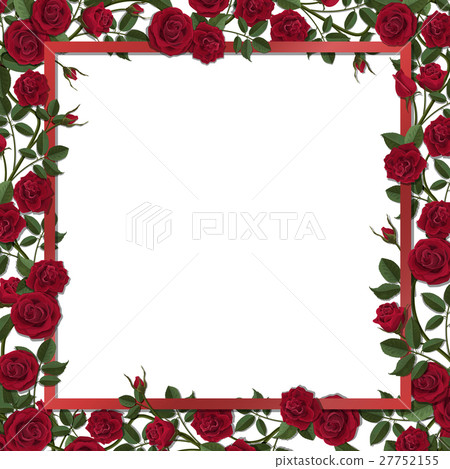 red blossom rose flowers overgrown frame red blossom rose flowers overgrown frame 27752155