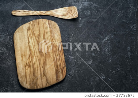 top view of empty olive wood cutting board top view of empty olive wood cutting board 27752675