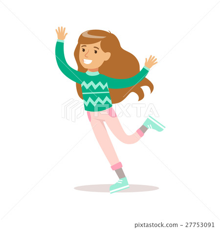 Happy Girl With Long Brown Hair In Classic Girly 27753091