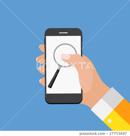 Hand with Abstract Phone and Search Icon. Template Hand with Abstract Phone and Search Icon. Template 27753697