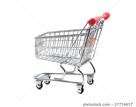 Empty shopping trolley isolated on white Empty shopping trolley isolated on white 27754657