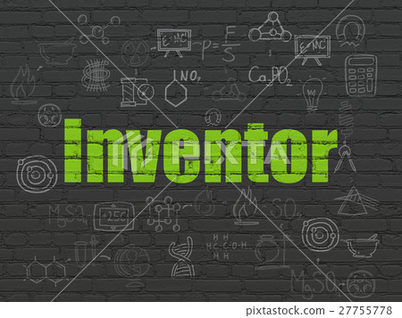 Science concept: Inventor on wall background Science concept: Inventor on wall background 27755778