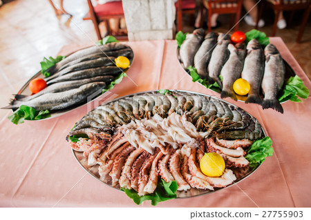 fresh seafood, fish, shrimps,squids, octopuses fresh seafood, fish, shrimps,squids, octopuses 27755903