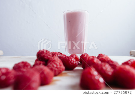 Raspberry smoothie fresh blended Raspberry smoothie fresh blended 27755972