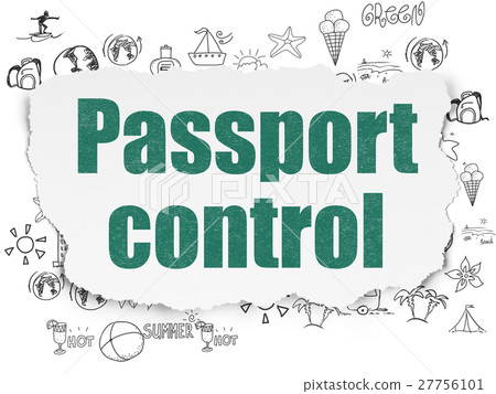Travel concept: Passport Control on Torn Paper 27756101