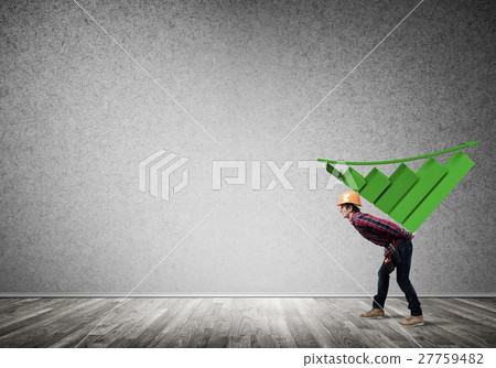 Engineer man carry progress graph Engineer man carry progress graph 27759482