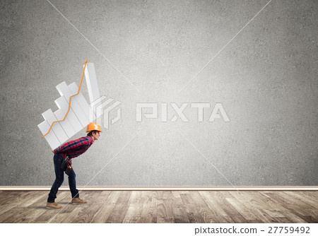 Engineer man carry progress graph Engineer man carry progress graph 27759492